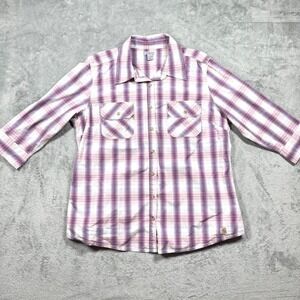 Carhartt Shirt‎ Womens XL Purple 3/4 Sleeve Button Up Outdoor Work Casual Hiking